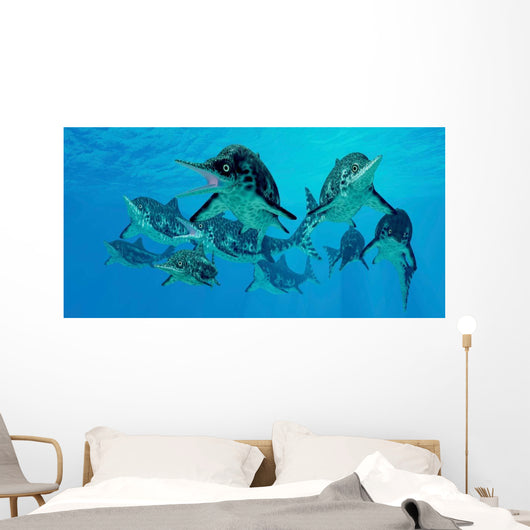 Group Ichthyosaurs Swimming Prehistoric Wall Decal