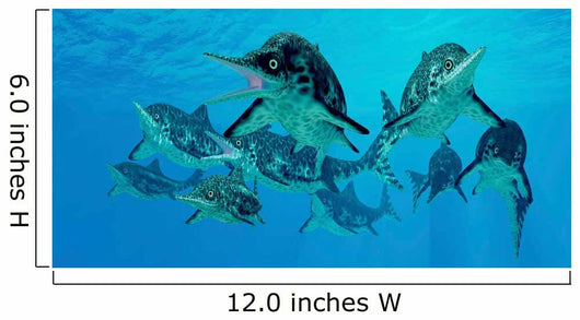 Group Ichthyosaurs Swimming Prehistoric Wall Decal