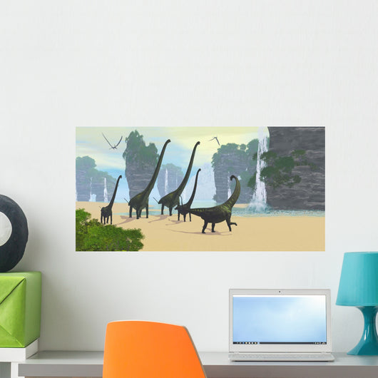 Mamenchisaurus Dinosaur Herd Grazing Wall Decal