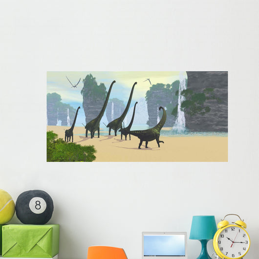 Mamenchisaurus Dinosaur Herd Grazing Wall Decal