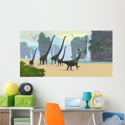 Mamenchisaurus Dinosaur Herd Grazing Wall Decal