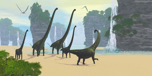 Mamenchisaurus Dinosaur Herd Grazing Wall Decal