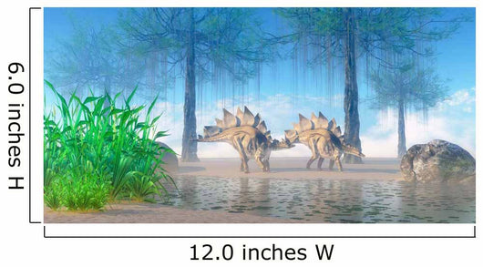 Pair Stegosaurus Walking near Wall Decal