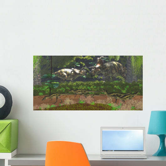 Two Large Albertaceratops Dinosaurs Wall Decal