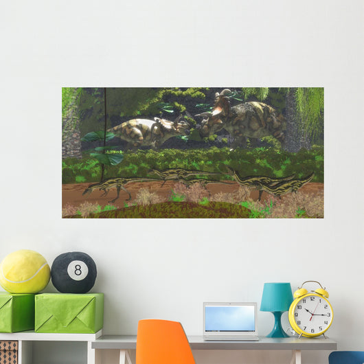 Two Large Albertaceratops Dinosaurs Wall Decal