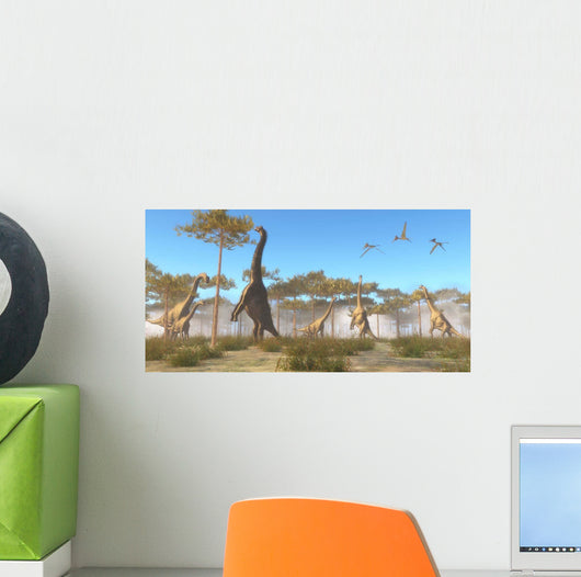 Brachiosaurus Herd Grazing Treetops Wall Decal