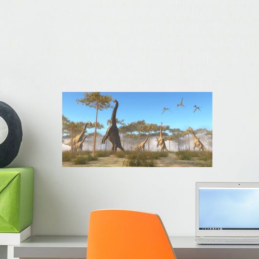 Brachiosaurus Herd Grazing Treetops Wall Decal