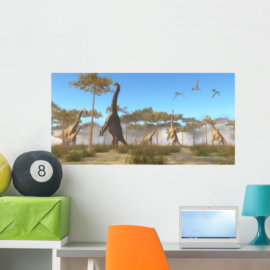 Brachiosaurus Herd Grazing Treetops Wall Decal