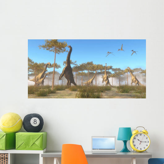 Brachiosaurus Herd Grazing Treetops Wall Decal
