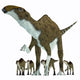 Brachylophosaurus with Offspring Wall Decal Design 2