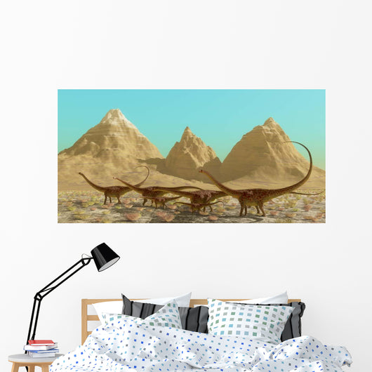 Herd Diplodocus Dinosaurs Migrating Wall Decal