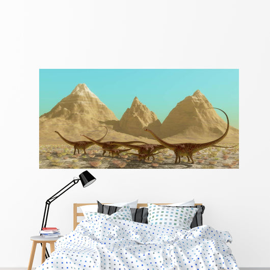 Herd Diplodocus Dinosaurs Migrating Wall Decal