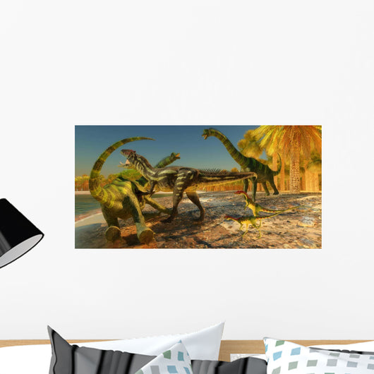 Allosaurus Dinosaur Brings down Wall Decal
