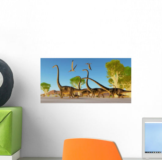 Herd Omeisaurus Dinosaurs Traveling Wall Decal