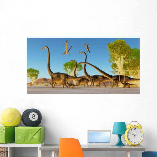 Herd Omeisaurus Dinosaurs Traveling Wall Decal