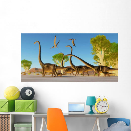 Herd Omeisaurus Dinosaurs Traveling Wall Decal