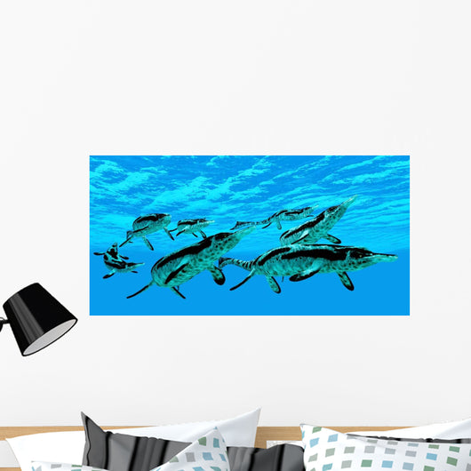 Cymbospondylus Ichthyosaurs Swim Together Wall Decal