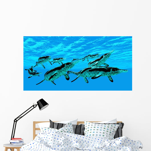 Cymbospondylus Ichthyosaurs Swim Together Wall Decal