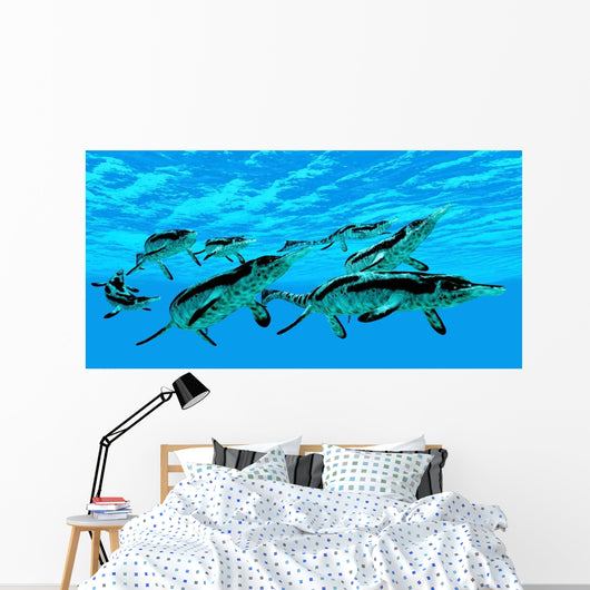 Cymbospondylus Ichthyosaurs Swim Together Wall Decal