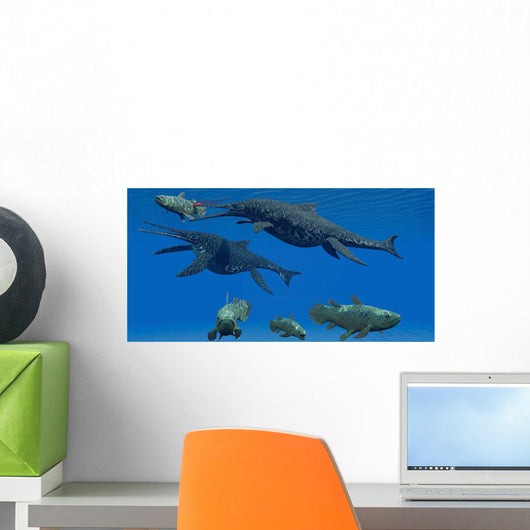 Shonisaurus Ichthyosaur Stabs Coelacanth Wall Decal