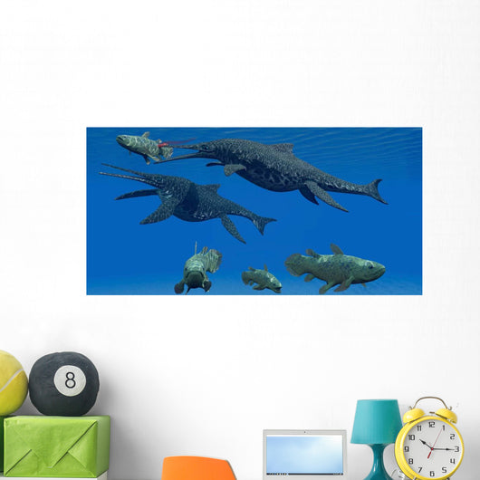 Shonisaurus Ichthyosaur Stabs Coelacanth Wall Decal
