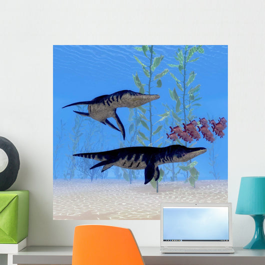 Two Liopleurodon Marine Reptiles Wall Decal