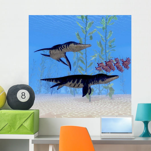 Two Liopleurodon Marine Reptiles Wall Decal