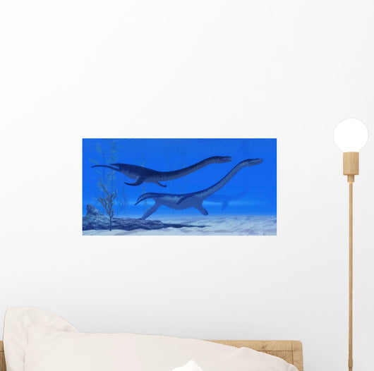 Plesiosaurus Dinosaurs Swim Together Wall Decal Design 2