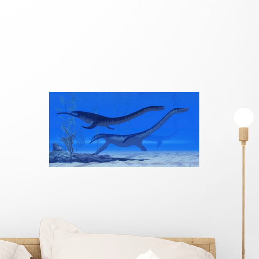 Plesiosaurus Dinosaurs Swim Together Wall Decal Design 2