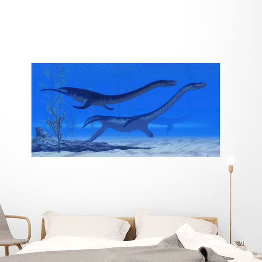 Plesiosaurus Dinosaurs Swim Together Wall Decal Design 2