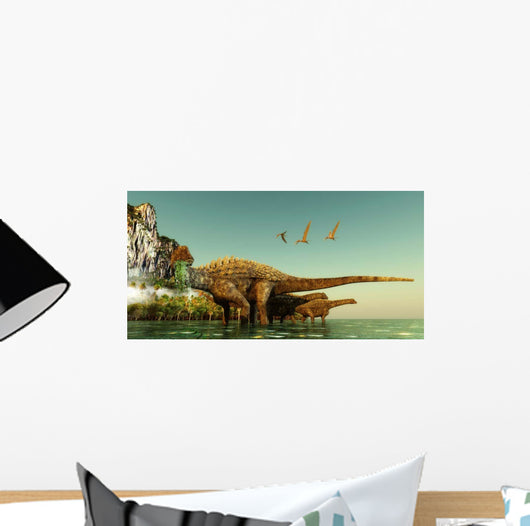 Ampelosaurus Dinosaurs Eating Underwater Wall Decal