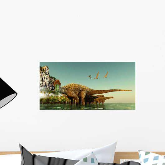 Ampelosaurus Dinosaurs Eating Underwater Wall Decal