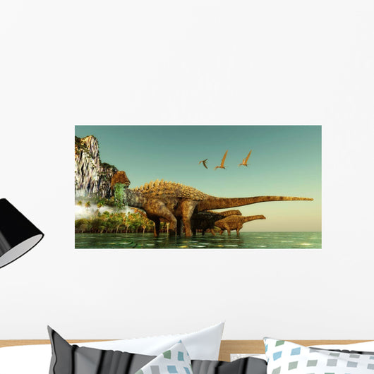 Ampelosaurus Dinosaurs Eating Underwater Wall Decal