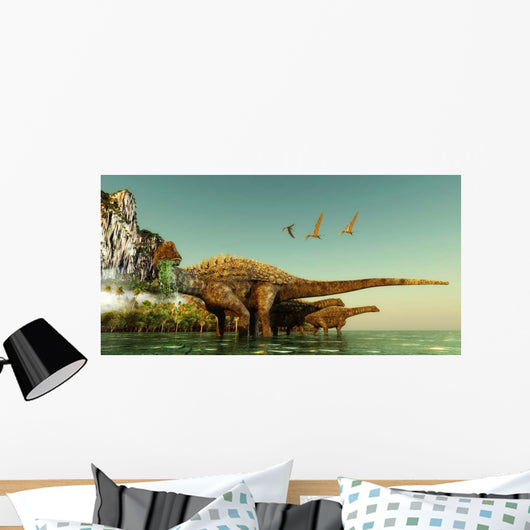Ampelosaurus Dinosaurs Eating Underwater Wall Decal