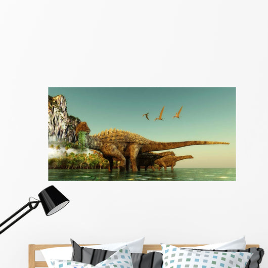 Ampelosaurus Dinosaurs Eating Underwater Wall Decal
