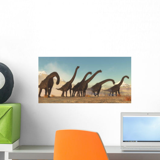 Brachiosaurus Dinosaur Herd Moving Wall Decal