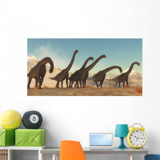 Brachiosaurus Dinosaur Herd Moving Wall Decal
