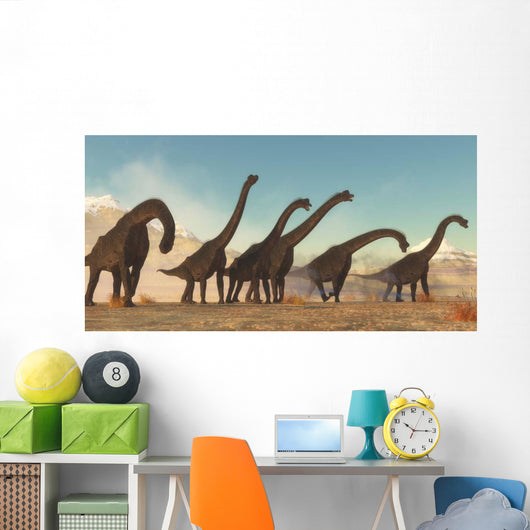 Brachiosaurus Dinosaur Herd Moving Wall Decal