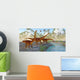 Diplodocus Dinosaurs Drink from Wall Decal
