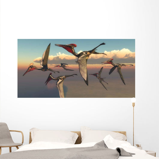 Flock Pterodactylus Pterosaurs Flying Wall Decal