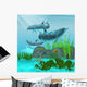 Three Dolphins Swim around Wall Decal Design 2