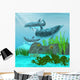 Three Dolphins Swim around Wall Decal Design 2