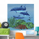 Three Dolphins Swim around Wall Decal Design 1
