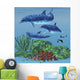 Three Dolphins Swim around Wall Decal Design 1