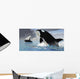 Whales Burst from Ocean Wall Decal