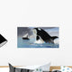Whales Burst from Ocean Wall Decal