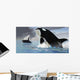 Whales Burst from Ocean Wall Decal