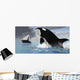 Whales Burst from Ocean Wall Decal