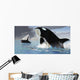 Whales Burst from Ocean Wall Decal