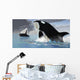Whales Burst from Ocean Wall Decal